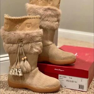 Salvatore Ferragamo Ticamo Shearling Fur Boots